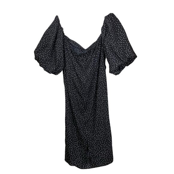 Pretty Little Thing Black Polka Dot Puff Sleeve Midi Dress 18 NWT - Picture 3 of 10